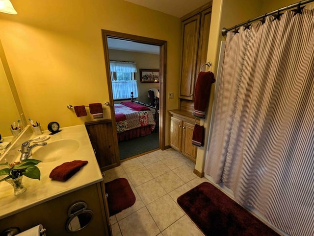 bathroom with vanity and tile patterned floors