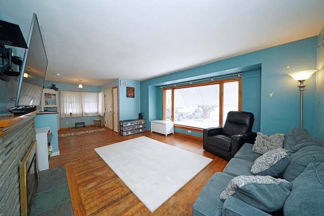 living room featuring wood-type flooring