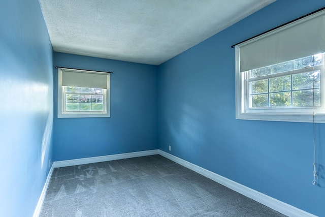 carpeted spare room featuring a textured ceiling