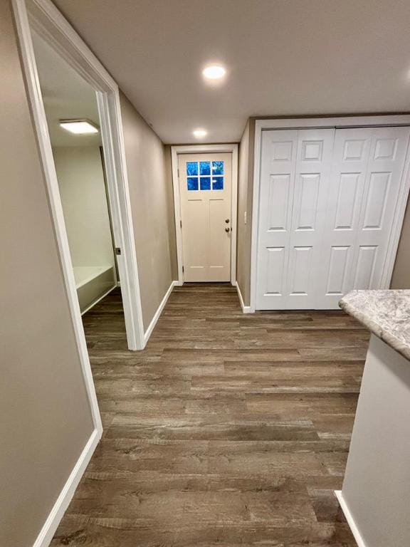 foyer featuring dark hardwood / wood-style floors