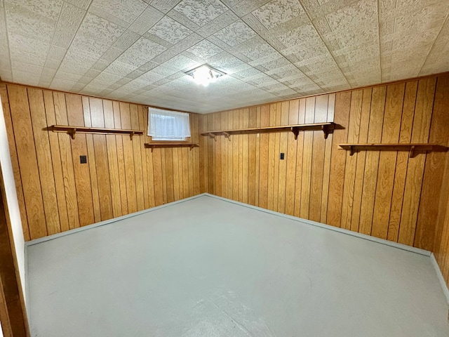 basement with wood walls