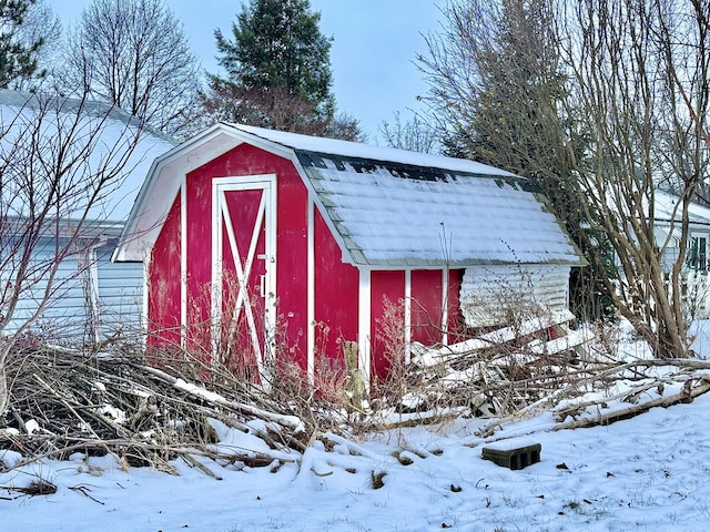 view of snow covered structure