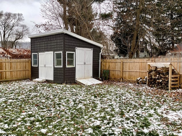 view of snow covered structure