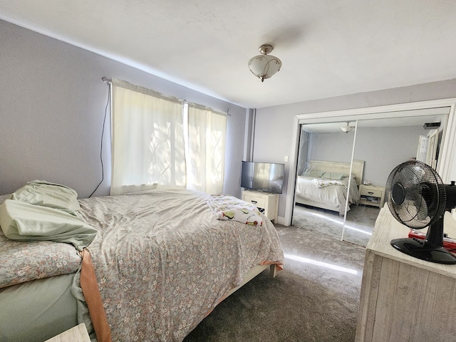 bedroom featuring a closet and carpet