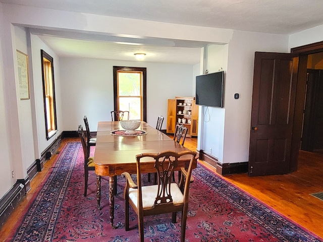 dining room with wood finished floors and baseboards