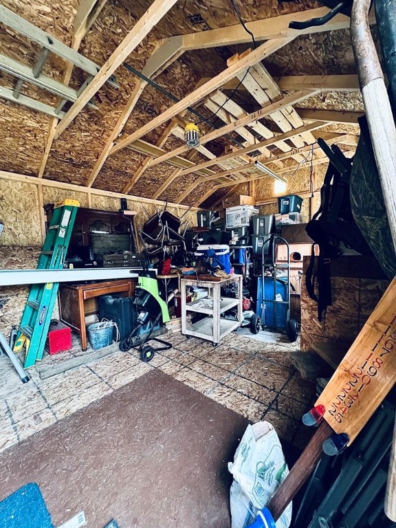 view of unfinished attic