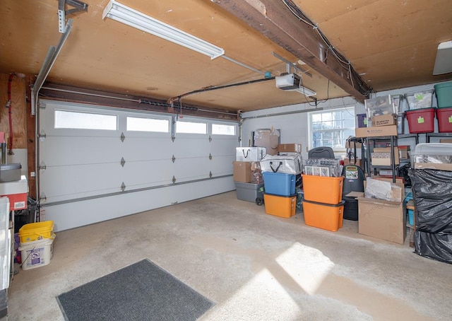 garage with a garage door opener