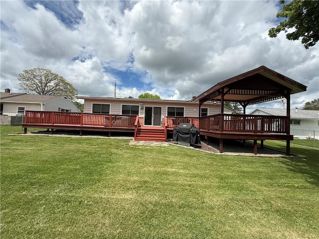 175 Beartown Rd, Erwin, NY 14870 - rear view of house with a deck and a lawn