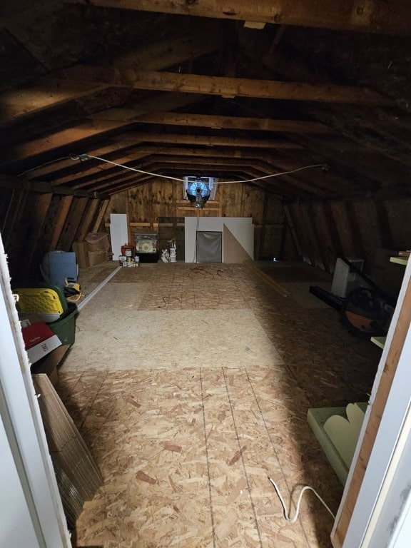 view of unfinished attic