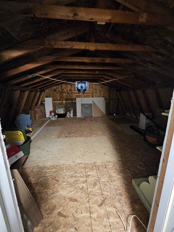 view of unfinished attic