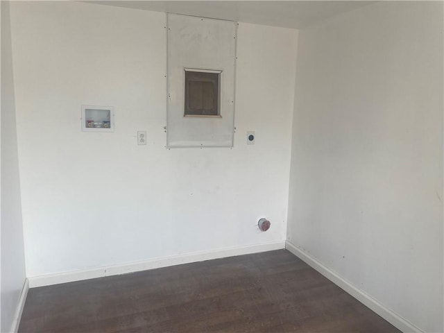 350 E High St, Erwin, NY 14870 - washroom featuring hookup for an electric dryer, hookup for a washing machine, dark wood-style floors, and electric panel