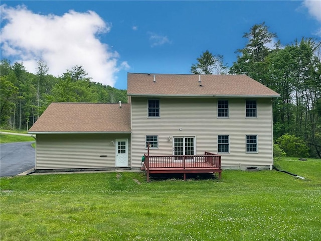 11827 Lando Ln, Corning, NY 14830 - rear view of house featuring a lawn and a deck