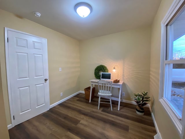 office area featuring dark hardwood / wood-style flooring