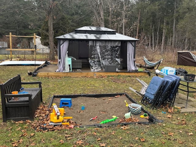 view of yard featuring a gazebo