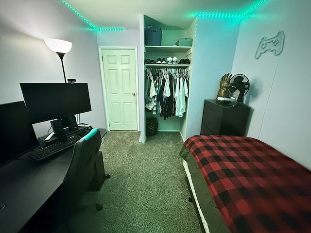 bedroom with a closet and carpet flooring