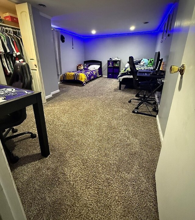 bedroom with carpet floors