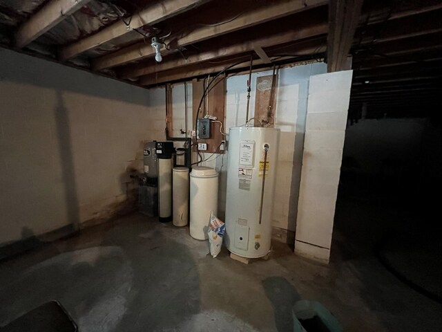 utility room with water heater