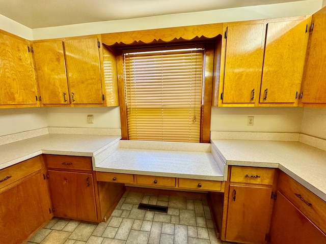 kitchen with built in desk