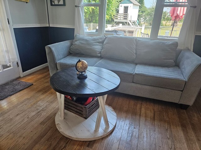 living room with hardwood / wood-style floors