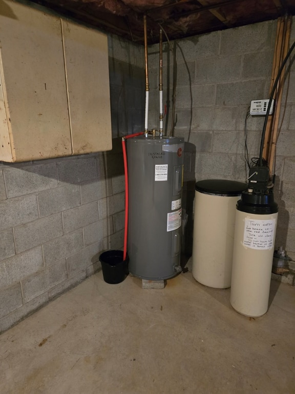 utility room featuring water heater