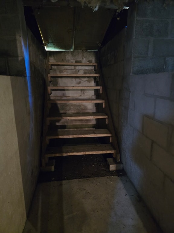 stairs with concrete flooring