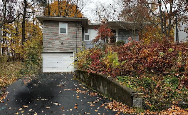 exterior space with a garage