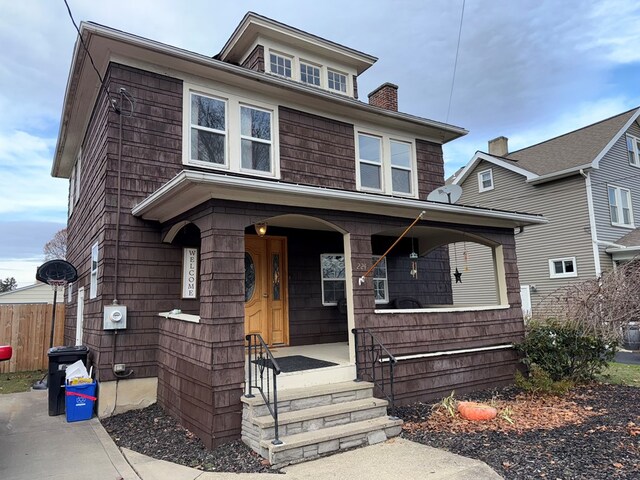 view of front facade featuring covered porch