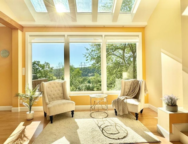 sunroom featuring a skylight