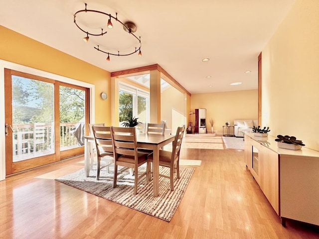 dining room with light hardwood / wood-style flooring