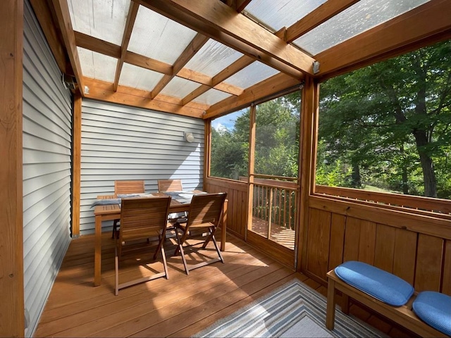 sunroom with coffered ceiling