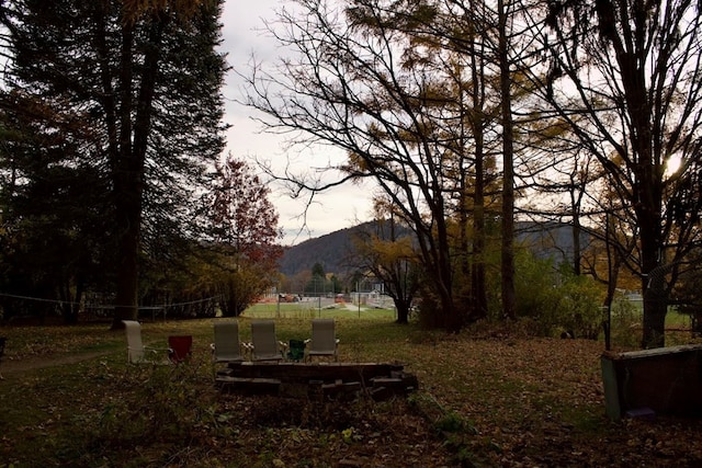 view of yard with a mountain view