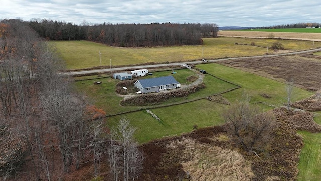 drone / aerial view with a rural view