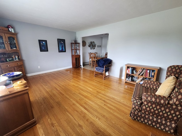 living area featuring light hardwood / wood-style flooring