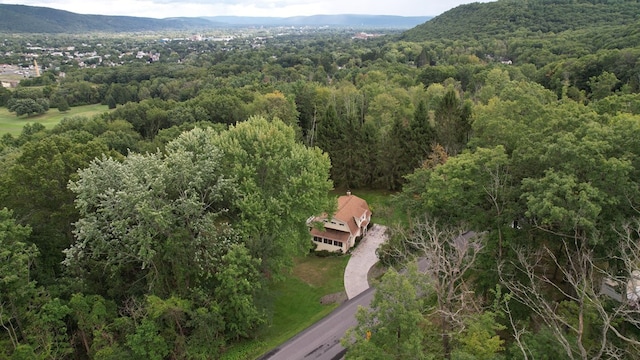 birds eye view of property with a mountain view