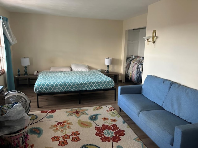 bedroom with wood-type flooring