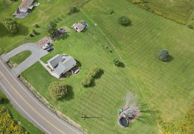 bird's eye view with a rural view