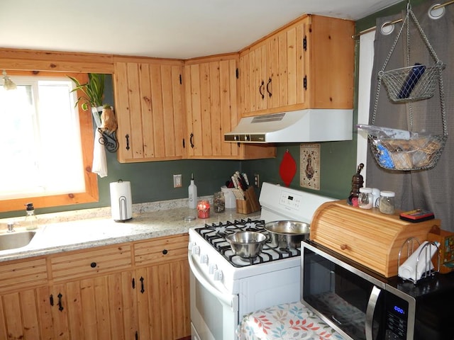 kitchen featuring sink and white gas stove