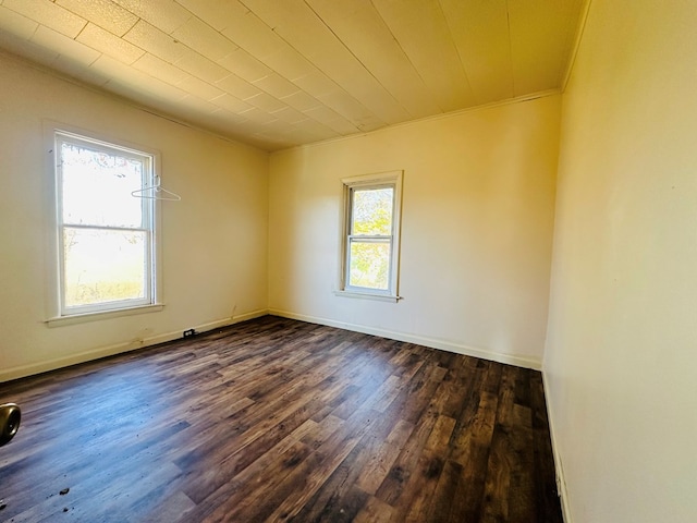 unfurnished room with dark hardwood / wood-style floors