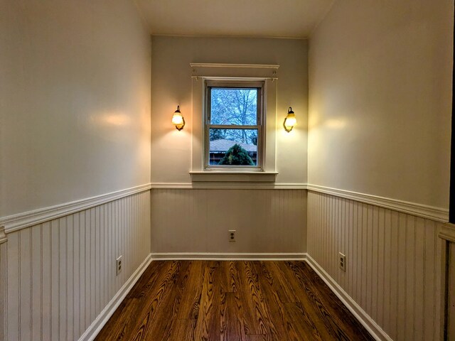 spare room with dark hardwood / wood-style flooring