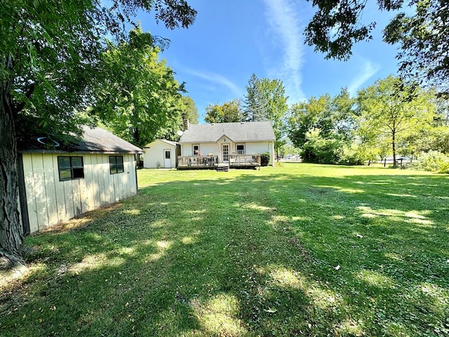 view of yard featuring a deck