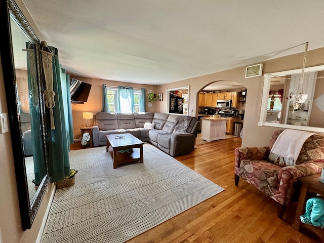 living room featuring light hardwood / wood-style floors