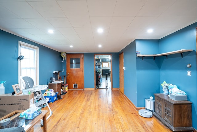 misc room with light hardwood / wood-style flooring