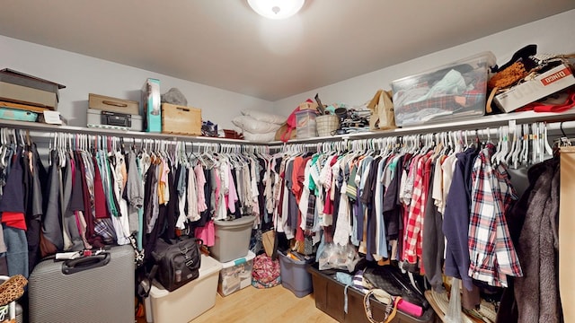 walk in closet featuring wood-type flooring