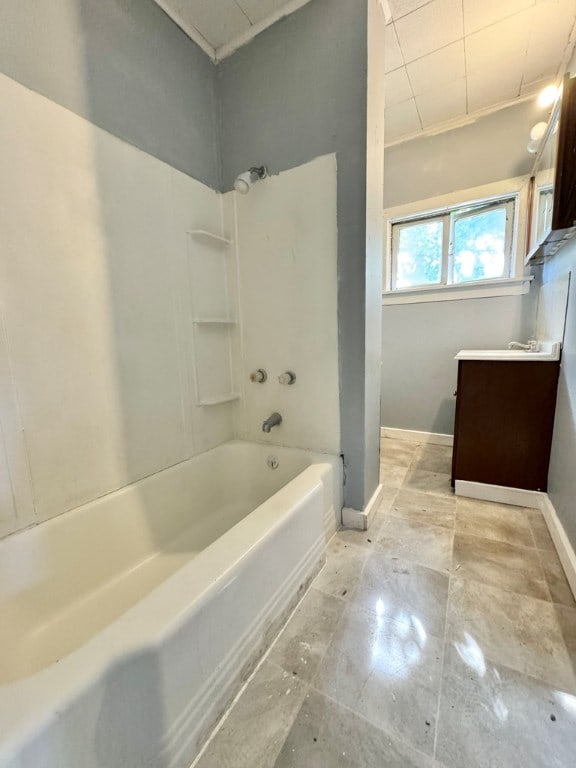 bathroom with shower / bath combination and vanity