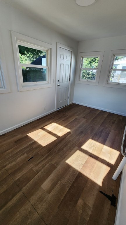 unfurnished room featuring dark wood-type flooring