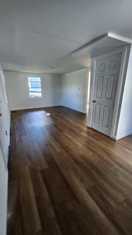 interior space with dark hardwood / wood-style floors