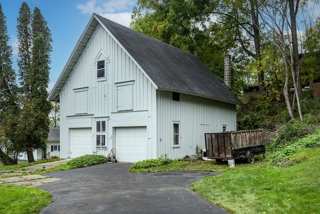 exterior space with a garage