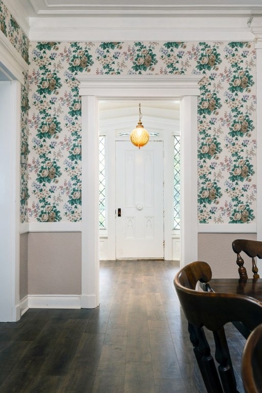 entrance foyer with dark hardwood / wood-style floors