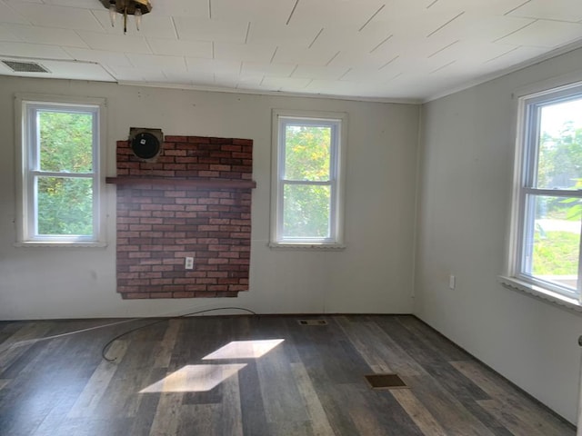 empty room featuring dark hardwood / wood-style flooring and plenty of natural light