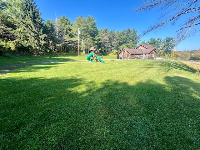 view of yard with a playground